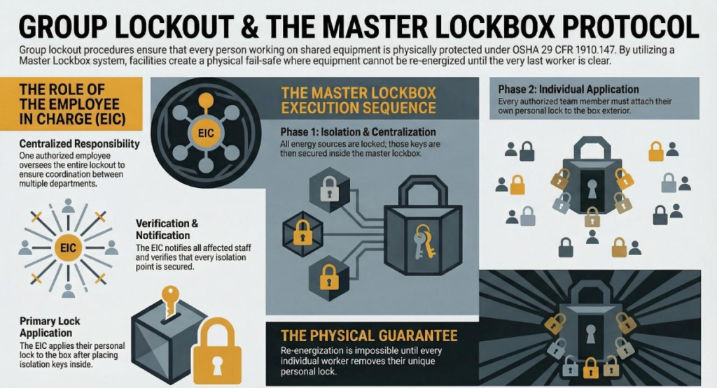 Group Lockout and The Master Lockbox Protocol visual summarizing the page.